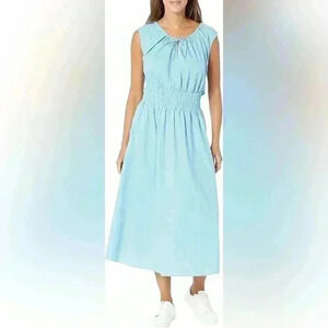 Faherty Cut Out Back Light Blue Amalfi Dress in Delphinium Size X-Large